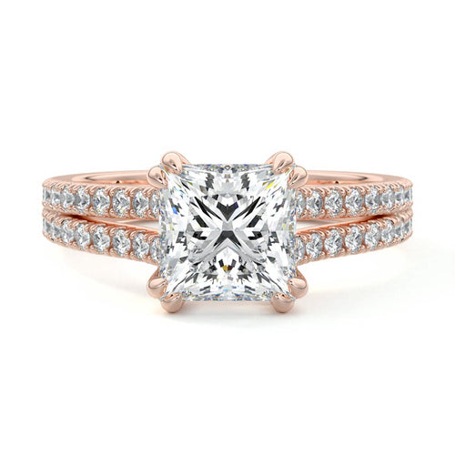 Elara - Princess Rose Gold Lab Grown Diamond Engagement Ring | Nura Lab