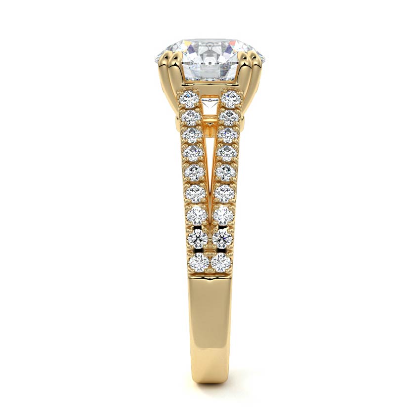 Elara - Round Yellow Gold Engagement Ring Side View | Nura Lab