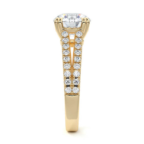 Elara - Round Yellow Gold Engagement Ring Side View | Nura Lab