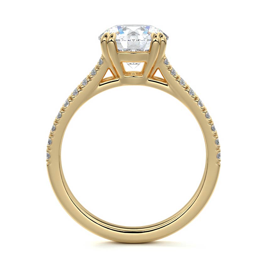 Elara - Round Yellow Gold Engagement Ring Profile View | Nura Lab