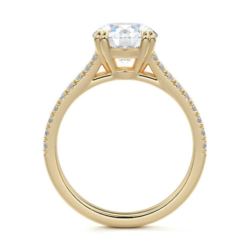 Elara - Round Yellow Gold Engagement Ring Profile View | Nura Lab