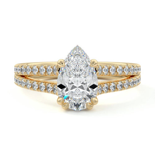 Elara - Pear Yellow Gold Lab Grown Diamond Engagement Ring | Nura Lab