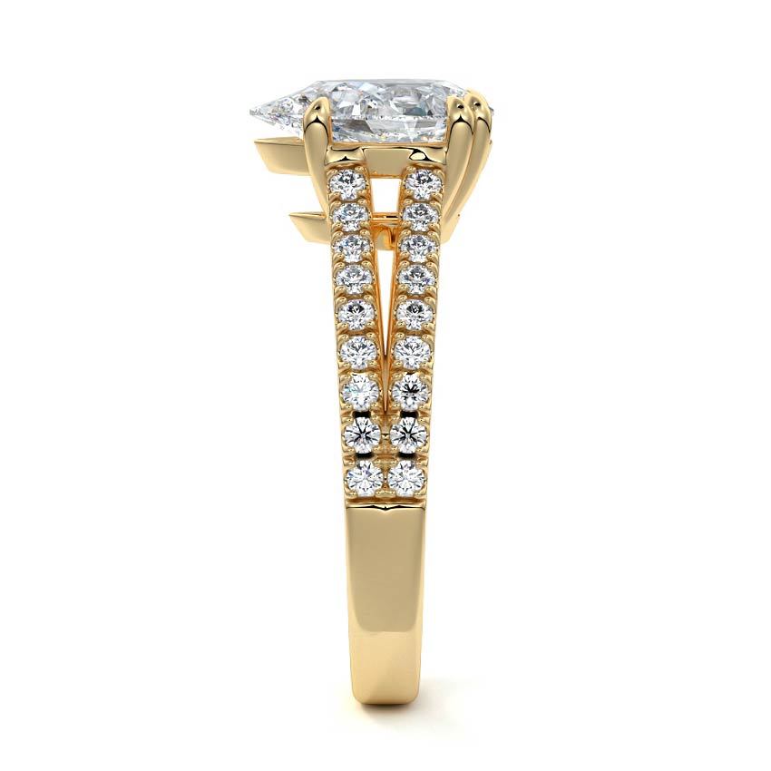 Elara - Pear Yellow Gold Engagement Ring Side View | Nura Lab