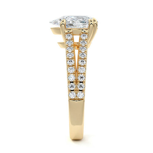 Elara - Pear Yellow Gold Engagement Ring Side View | Nura Lab