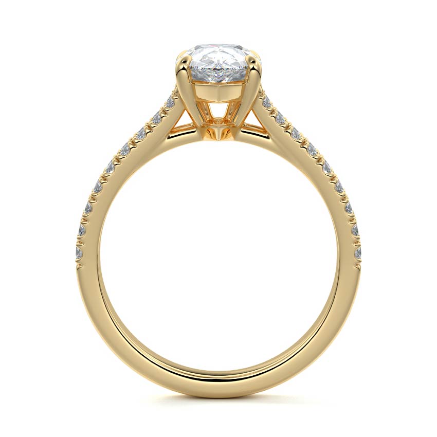 Elara - Pear Yellow Gold Engagement Ring Profile View | Nura Lab