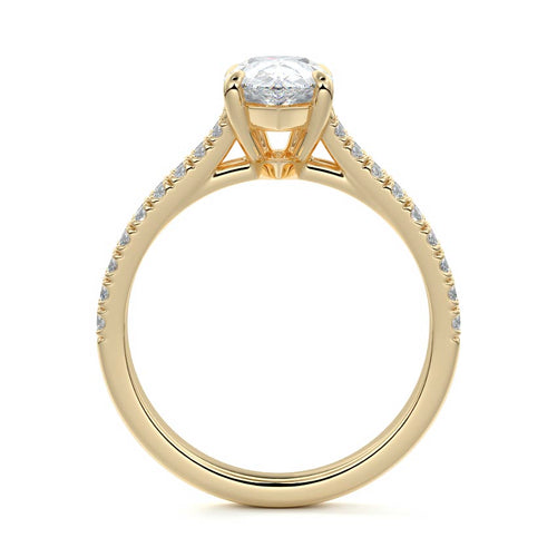 Elara - Pear Yellow Gold Engagement Ring Profile View | Nura Lab