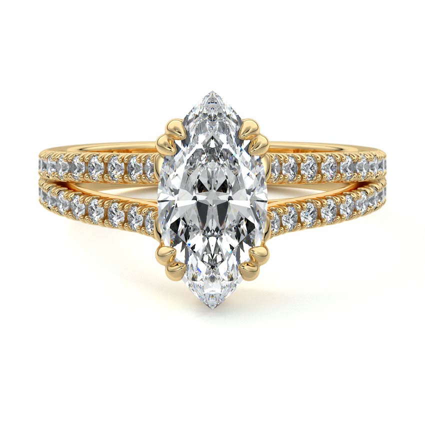 Elara - Marquise Yellow Gold Lab Grown Diamond Engagement Ring | Nura Lab