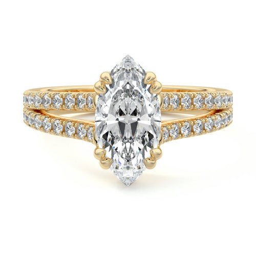 Elara - Marquise Yellow Gold Lab Grown Diamond Engagement Ring | Nura Lab