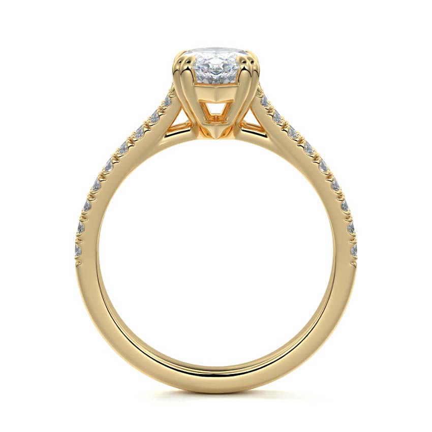 Elara - Marquise Yellow Gold Engagement Ring Side View | Nura Lab