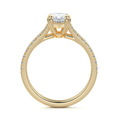 Elara - Marquise Yellow Gold Engagement Ring Side View | Nura Lab