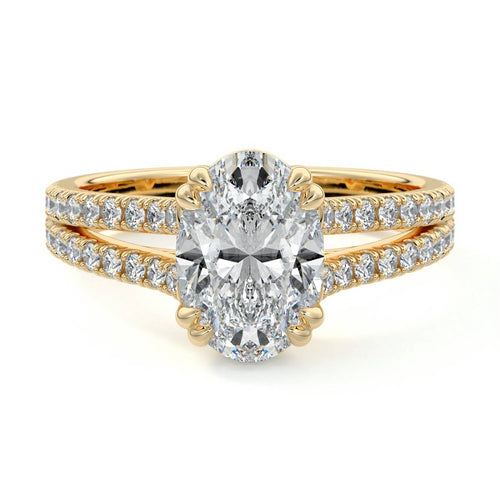 Elara - Oval Yellow Gold Lab Grown Diamond Engagement Ring | Nura Lab