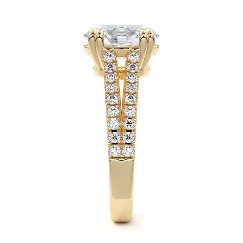 Elara - Oval Yellow Gold Engagement Ring Side View | Nura Lab