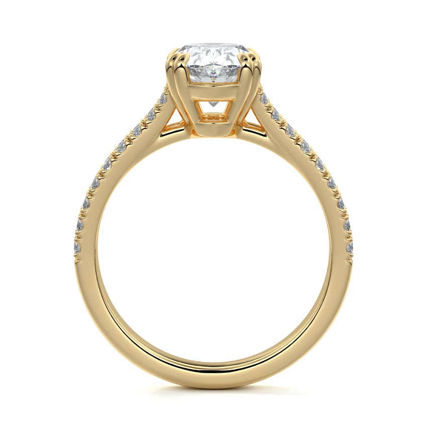 Elara - Oval Yellow Gold Engagement Ring Profile View | Nura Lab