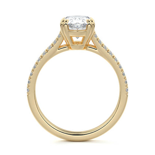 Elara - Oval Yellow Gold Engagement Ring Profile View | Nura Lab