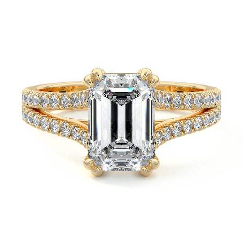Elara - Emerald Cut Yellow Gold Lab Grown Diamond Engagement Ring | Nura Lab