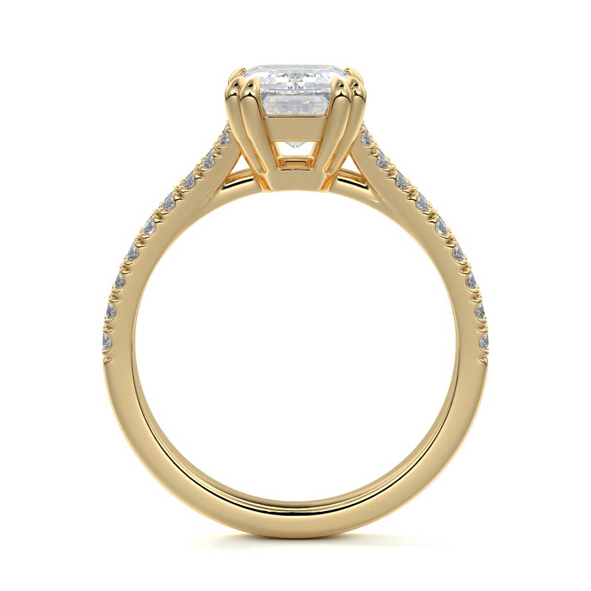 Elara - Emerald Cut Yellow Gold Engagement Ring Side View | Nura Lab