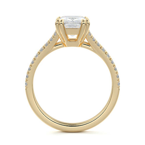 Elara - Emerald Cut Yellow Gold Engagement Ring Side View | Nura Lab