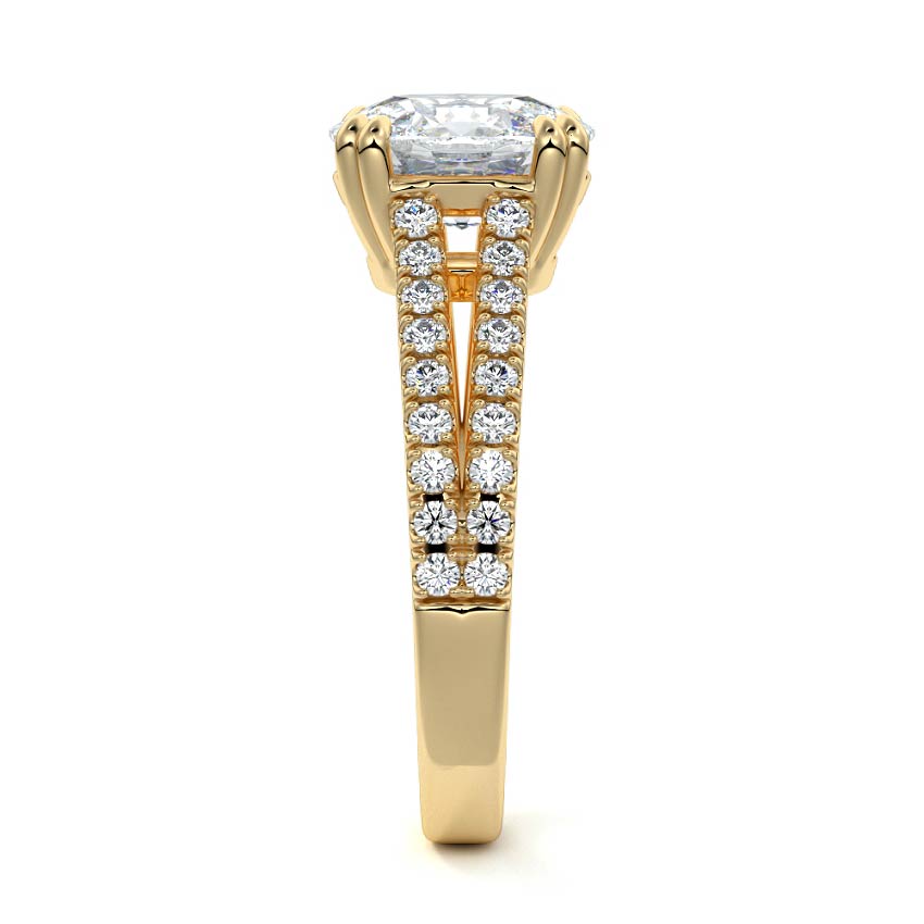 Elara - Cushion Yellow Gold Engagement Ring Side View | Nura Lab