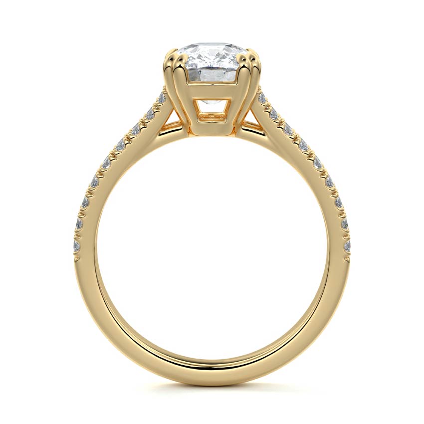 Elara - Cushion Yellow Gold Engagement Ring Profile View | Nura Lab