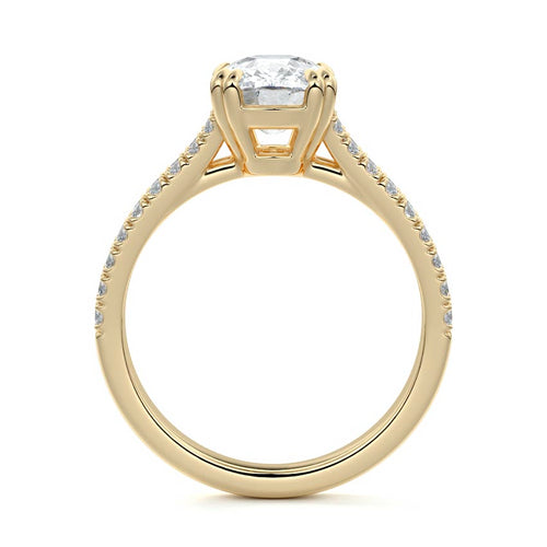 Elara - Cushion Yellow Gold Engagement Ring Profile View | Nura Lab