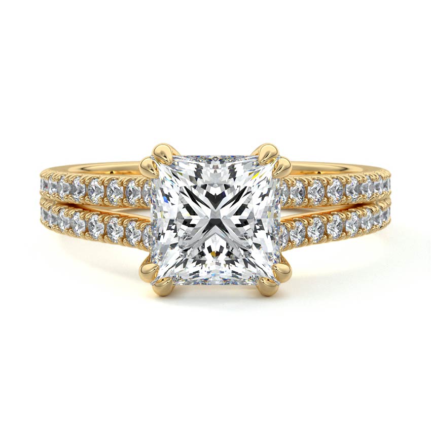 Elara - Princess Yellow Gold Lab Grown Diamond Engagement Ring | Nura Lab
