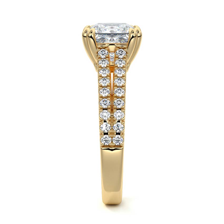 Elara - Princess Yellow Gold Engagement Ring Side View | Nura Lab