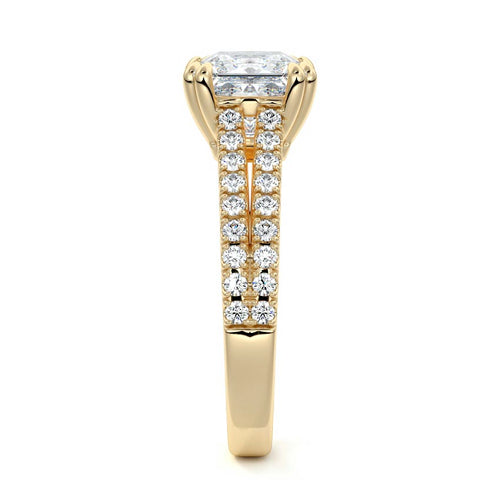 Elara - Princess Yellow Gold Engagement Ring Side View | Nura Lab