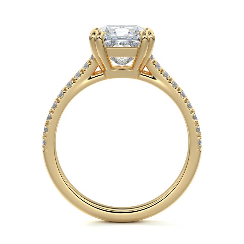 Elara - Princess Yellow Gold Engagement Ring Profile View | Nura Lab