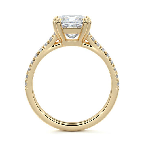 Elara - Princess Yellow Gold Engagement Ring Profile View | Nura Lab