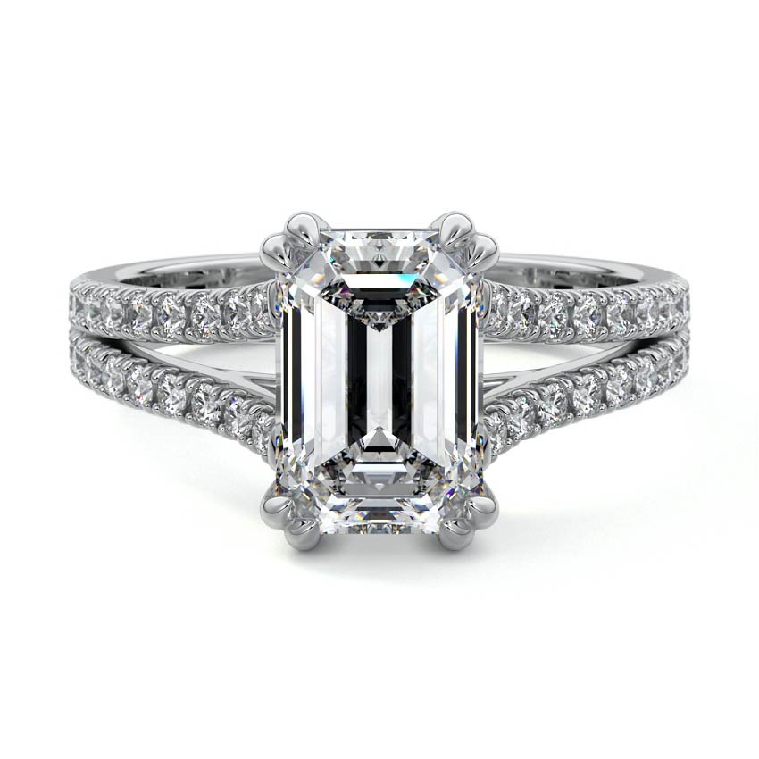 Elara - Emerald Cut White Gold Lab Grown Diamond Engagement Ring | Nura Lab