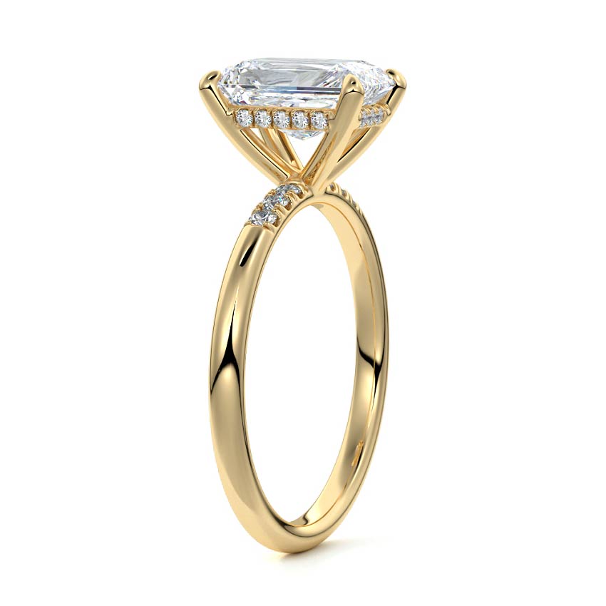 Elodie - Radiant Yellow Gold Engagement Ring Side View | Nura Lab