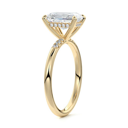 Elodie - Radiant Yellow Gold Engagement Ring Side View | Nura Lab