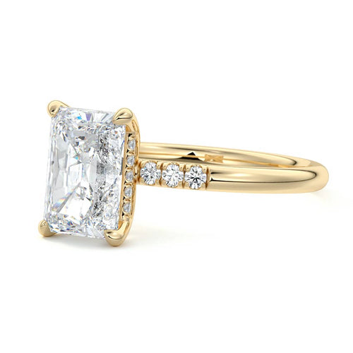 Elodie - Radiant Yellow Gold Engagement Ring Profile View | Nura Lab