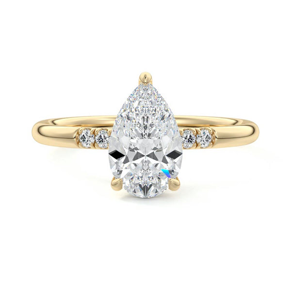 Elodie - Pear Hidden Halo Side Stone Lab Grown Diamond Engagement Ring
