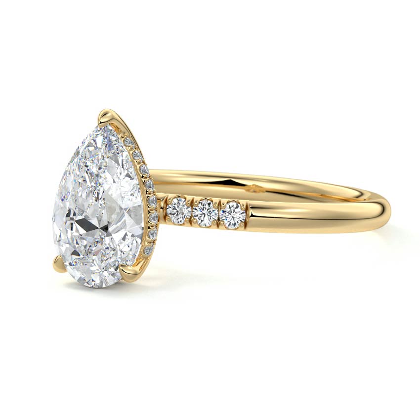 Elodie - Pear Yellow Gold Engagement Ring Profile View | Nura Lab