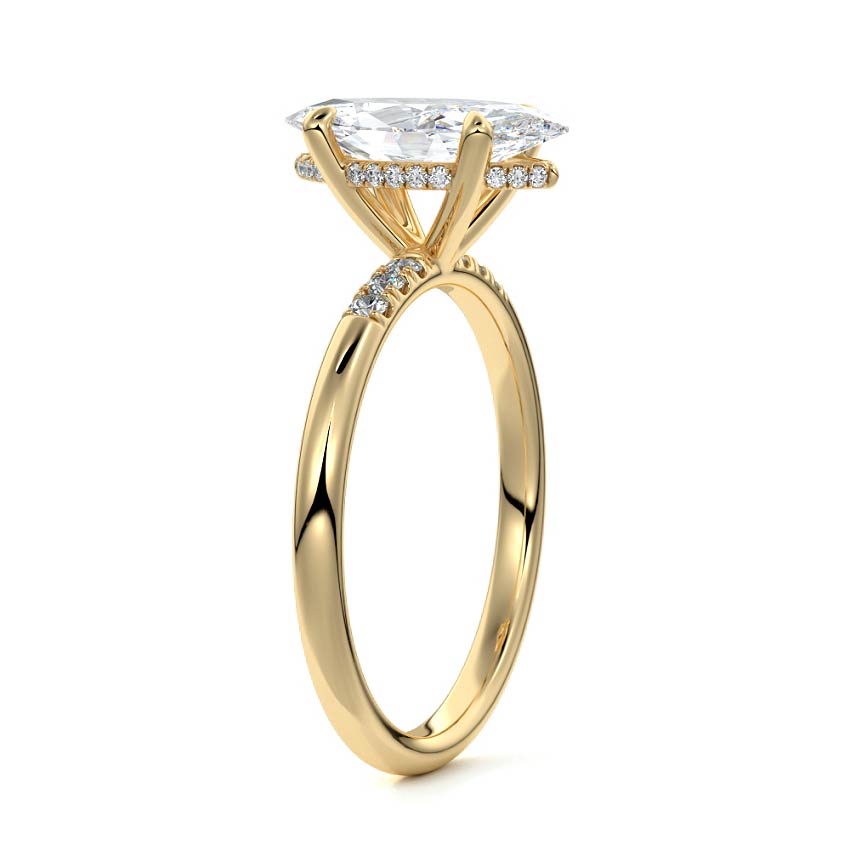 Elodie - Marquise Yellow Gold Engagement Ring Side View | Nura Lab