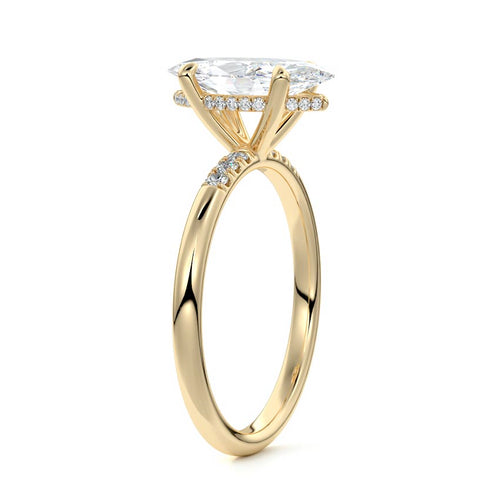 Elodie - Marquise Yellow Gold Engagement Ring Side View | Nura Lab