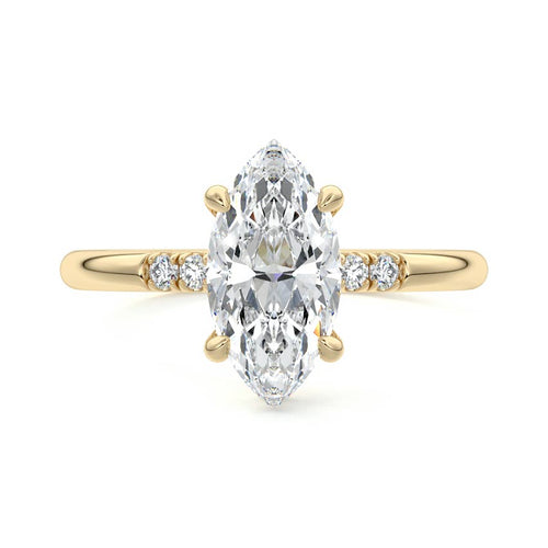 Elodie - Marquise Yellow Gold Engagement Ring Detail View | Nura Lab
