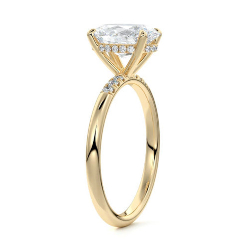 Elodie - Oval Yellow Gold Engagement Ring Side View | Nura Lab