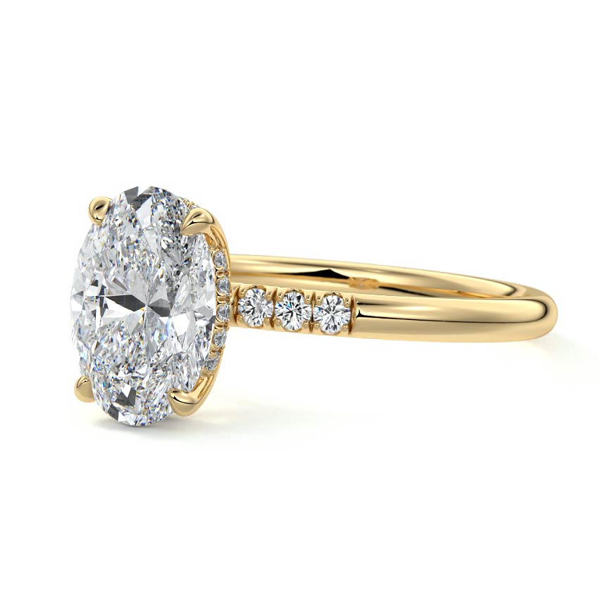 Elodie - Oval Yellow Gold Engagement Ring Profile View | Nura Lab