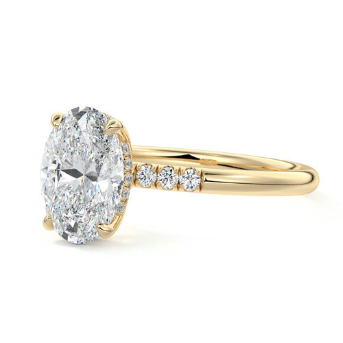Elodie - Oval Yellow Gold Engagement Ring Profile View | Nura Lab