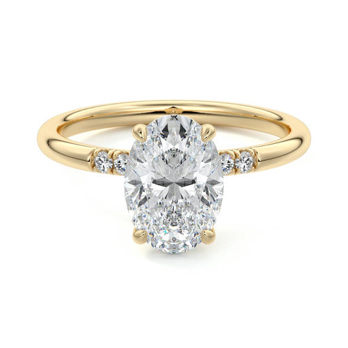 Elodie - Oval Yellow Gold Engagement Ring Detail View | Nura Lab