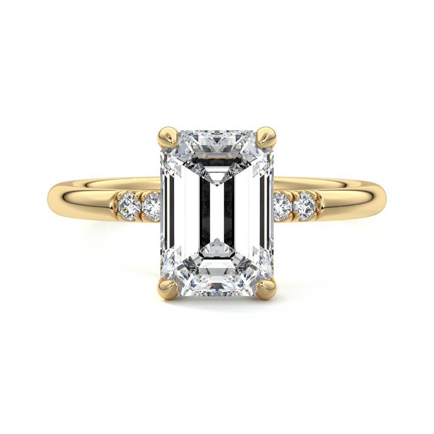 Elodie - Emerald Cut Yellow Gold Lab Grown Diamond Engagement Ring | Nura Lab
