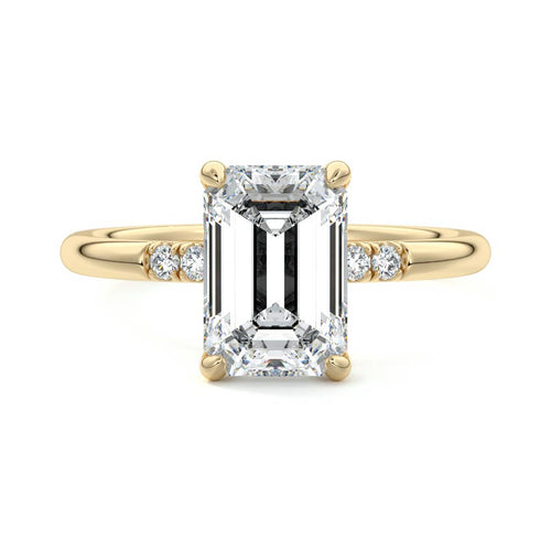 Elodie - Emerald Cut Yellow Gold Lab Grown Diamond Engagement Ring | Nura Lab