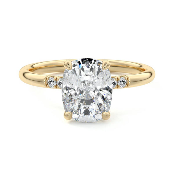 Elodie - Cushion Hidden Halo Side Stone Lab Grown Diamond Engagement Ring