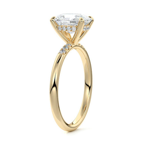 Elodie - Cushion Yellow Gold Engagement Ring Side View | Nura Lab