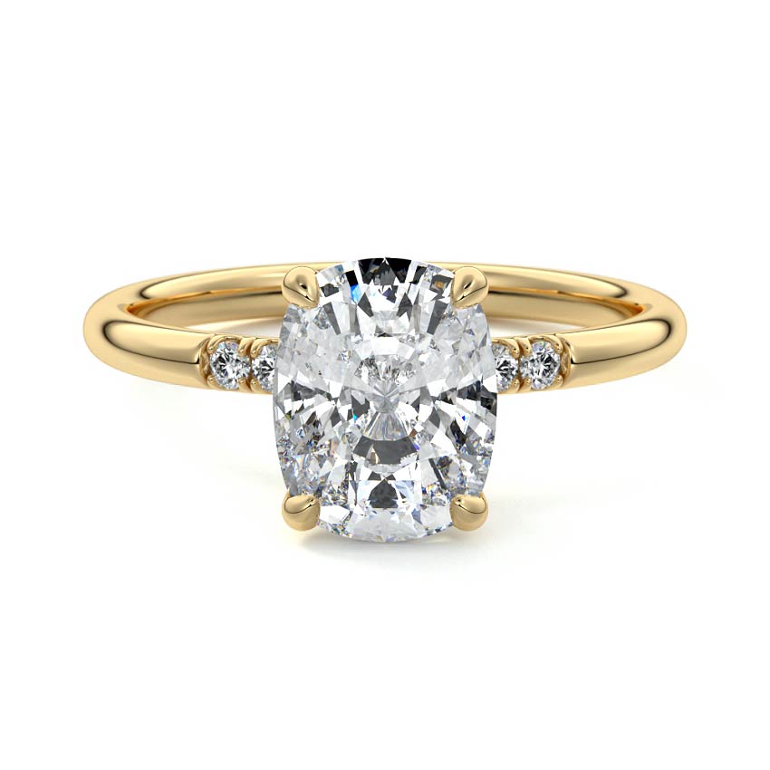Elodie - Cushion Yellow Gold Engagement Ring Detail View | Nura Lab