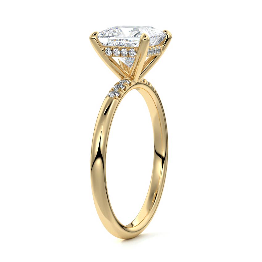Elodie - Princess Yellow Gold Engagement Ring Side View | Nura Lab