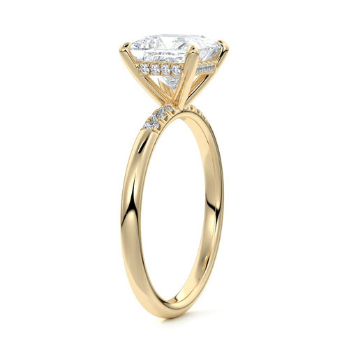 Elodie - Princess Yellow Gold Engagement Ring Side View | Nura Lab