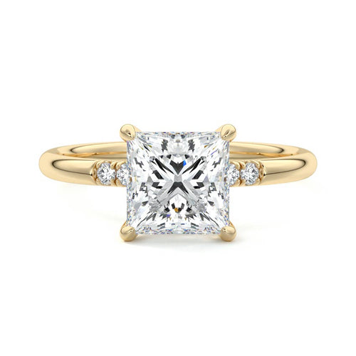Elodie - Princess Yellow Gold Engagement Ring Detail View | Nura Lab